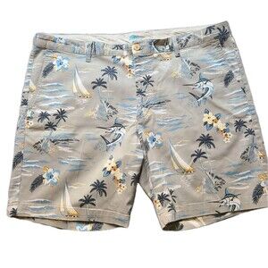 TOMMY BAHAMA Sail-A-Way Flat Front Floral Hawaiian Shorts 8" GOLF BERMUDA Sz 40